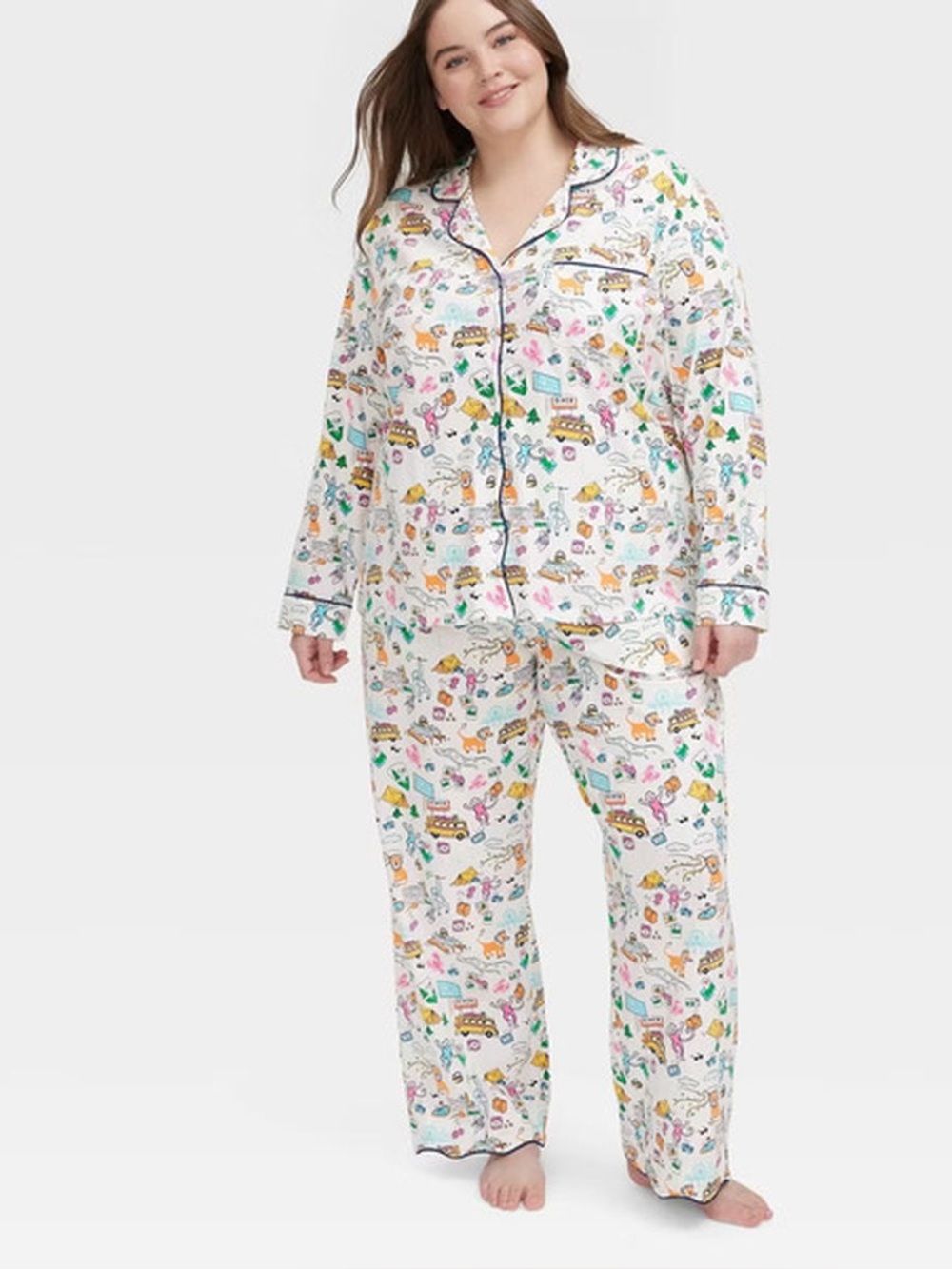 Roller Rabbit Target Pajama Set NWT Roadtrip Print Cotton Long XL